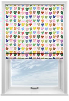 Wee Blue Bell Love Hearts, Multi - Twist&Fit Roman Blind